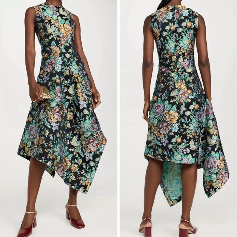 Marques' Almeida Brocade Sleeveless DENIM Dress Assymetric Hem size L(8) NWT